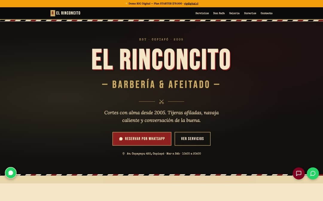 Demo barbería El Rinconcito por RIG Digital