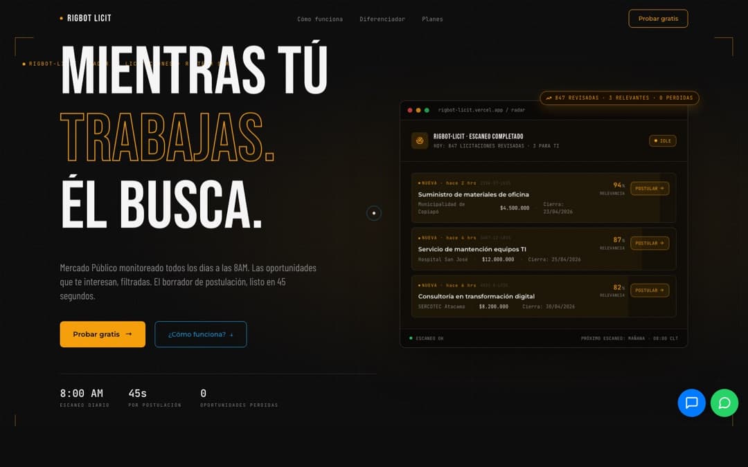 Sitio licit.rigdigital.cl construido por RIG Digital